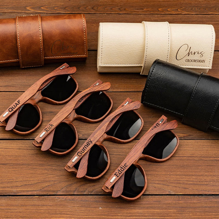 Étui en cuir personnalisé pour lunettes de soleil rétro d'extérieur