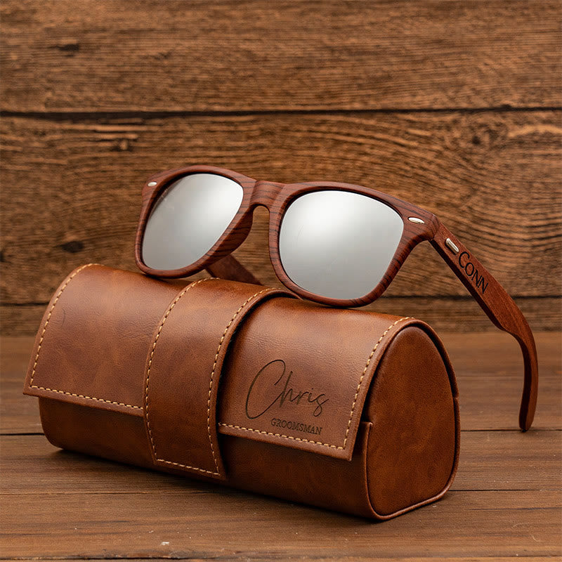 Étui en cuir personnalisé pour lunettes de soleil rétro d'extérieur