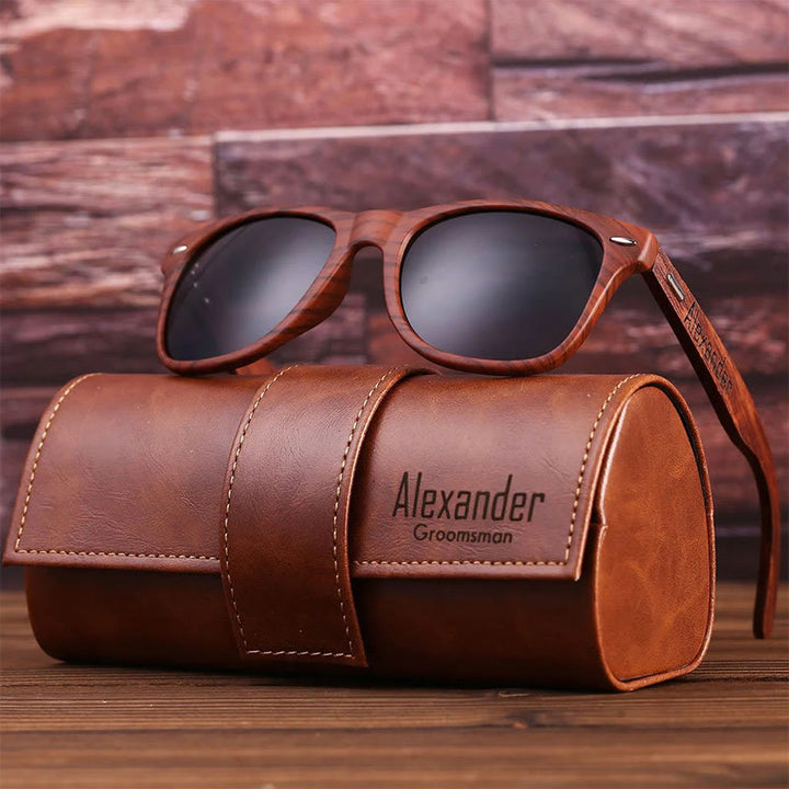 Étui en cuir personnalisé pour lunettes de soleil rétro d'extérieur