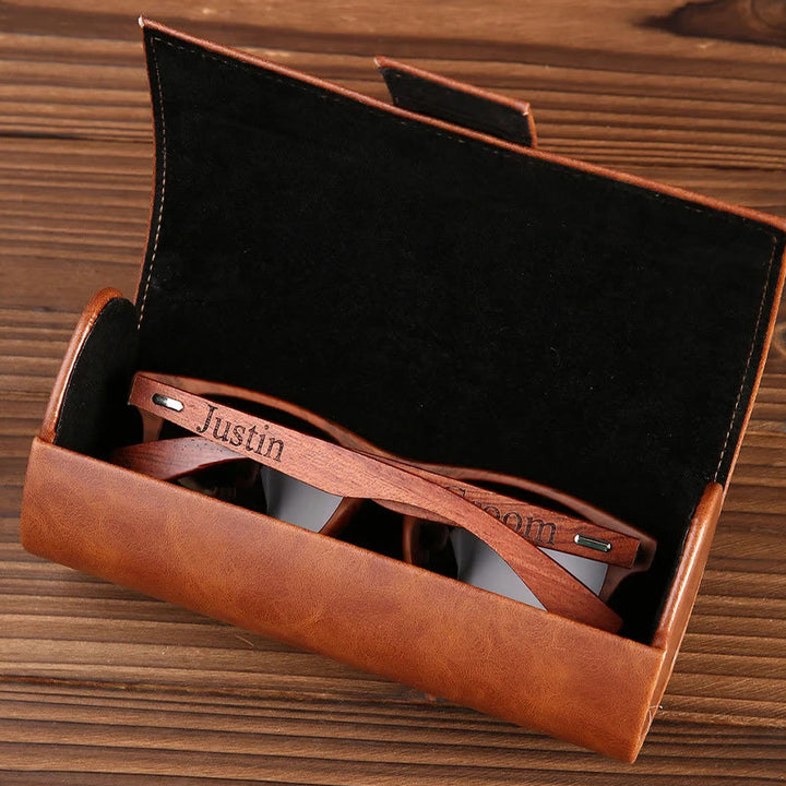 Étui en cuir personnalisé pour lunettes de soleil rétro d'extérieur