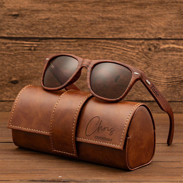 Étui en cuir personnalisé pour lunettes de soleil rétro d'extérieur