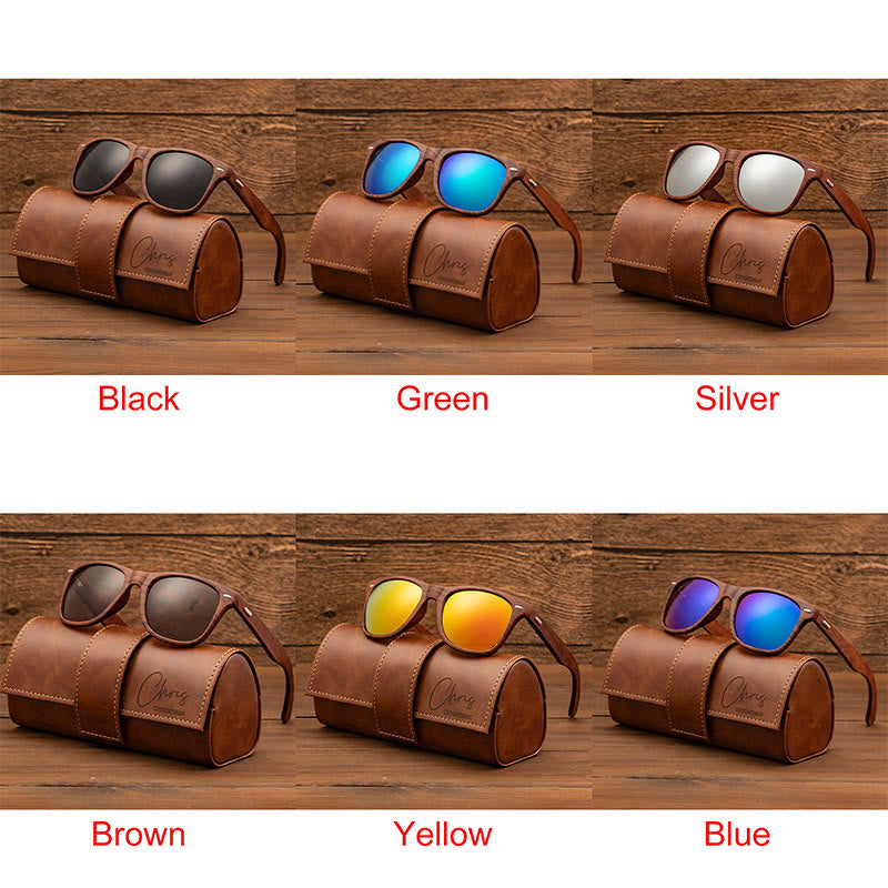 Étui en cuir personnalisé pour lunettes de soleil rétro d'extérieur