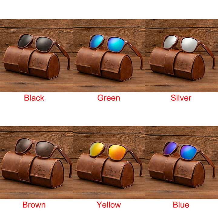 Étui en cuir personnalisé pour lunettes de soleil rétro d'extérieur