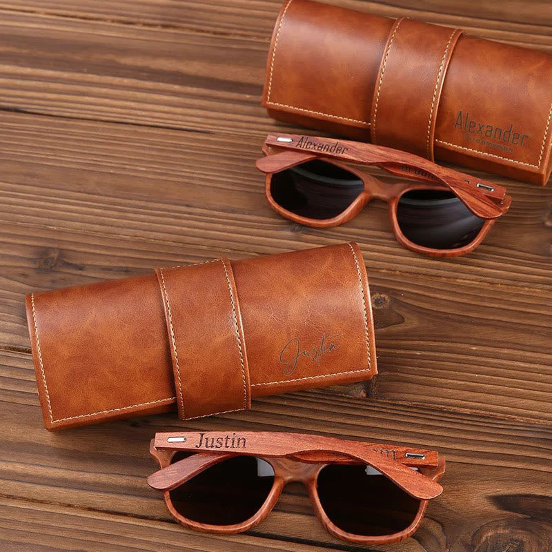 Étui en cuir personnalisé pour lunettes de soleil rétro d'extérieur