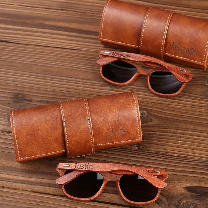 Étui en cuir personnalisé pour lunettes de soleil rétro d'extérieur