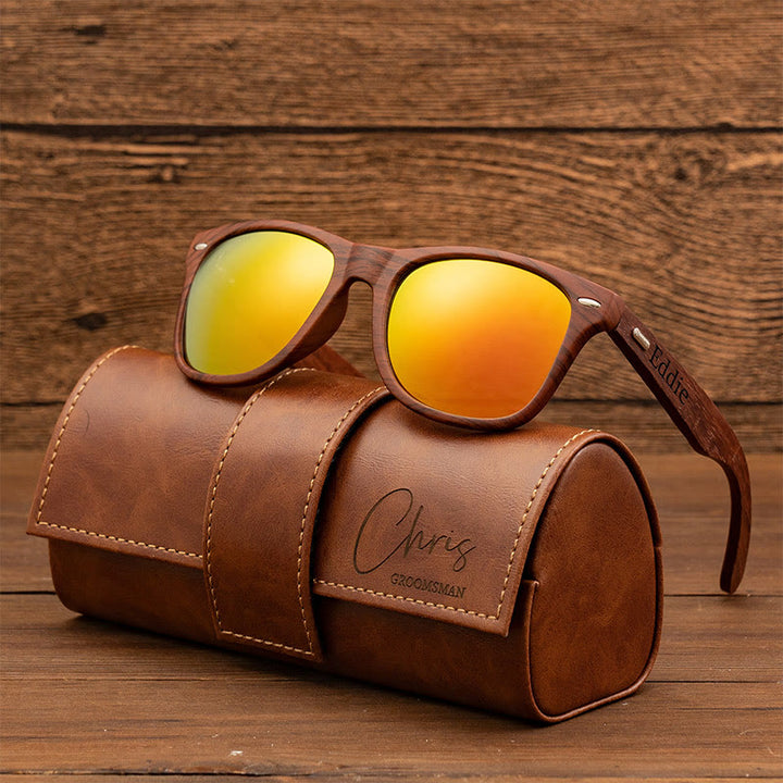 Étui en cuir personnalisé pour lunettes de soleil rétro d'extérieur
