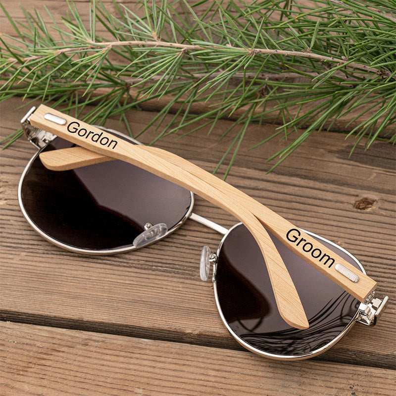 Étui en bois avec nom personnalisé pour lunettes de soleil d'extérieur