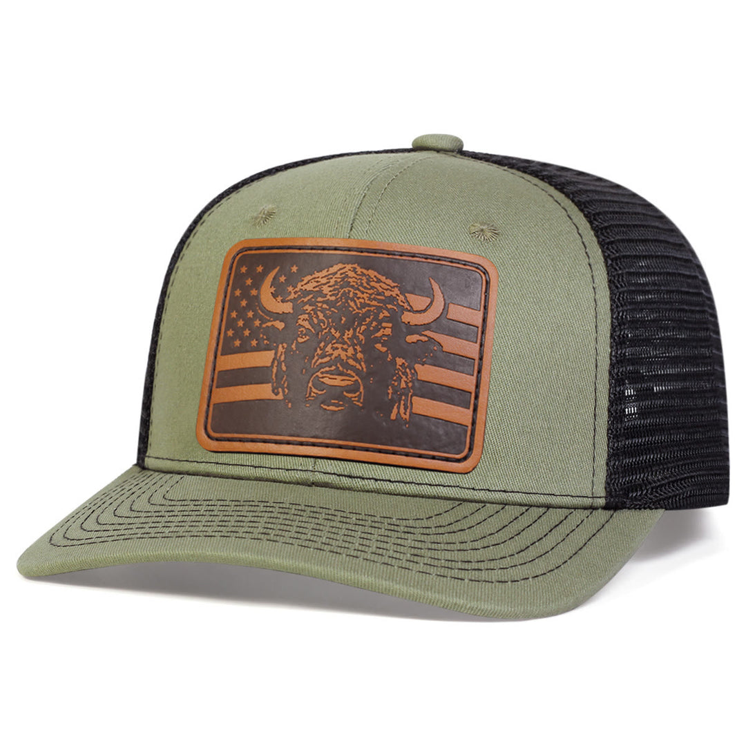 Casquette de camionneur ajustable avec drapeau tête de taureau