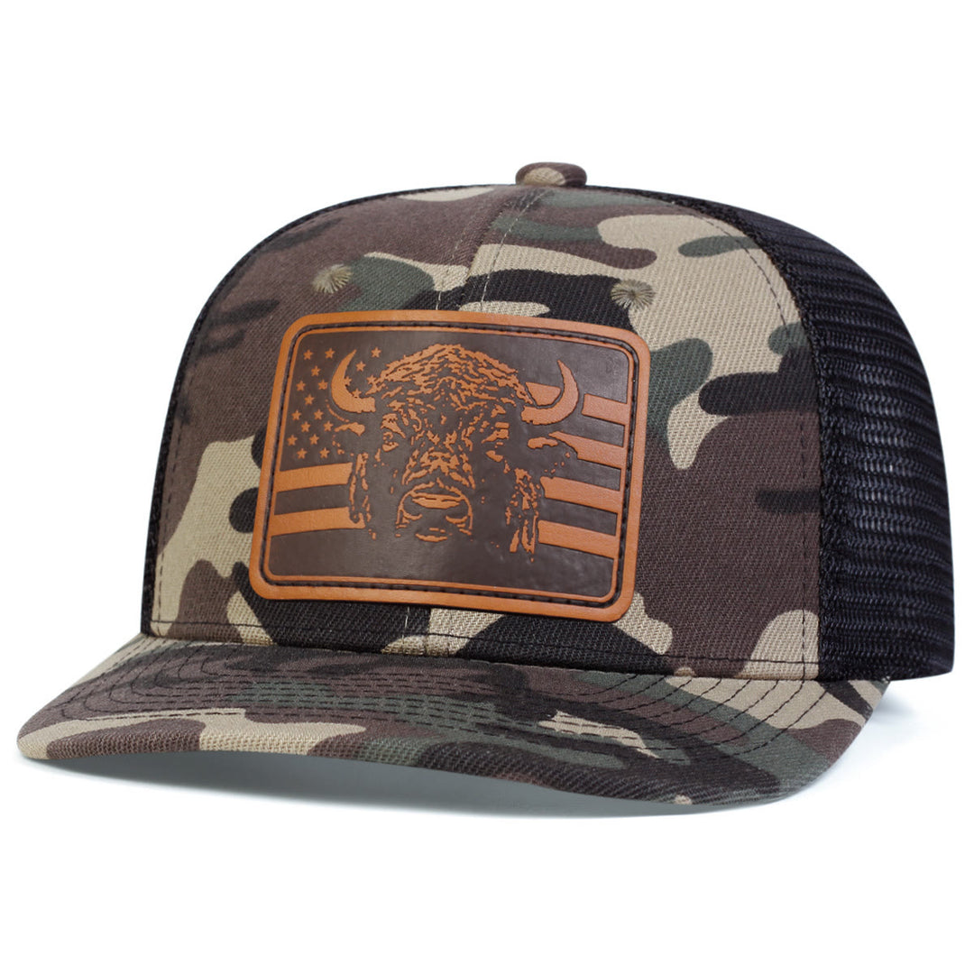 Casquette de camionneur ajustable avec drapeau tête de taureau