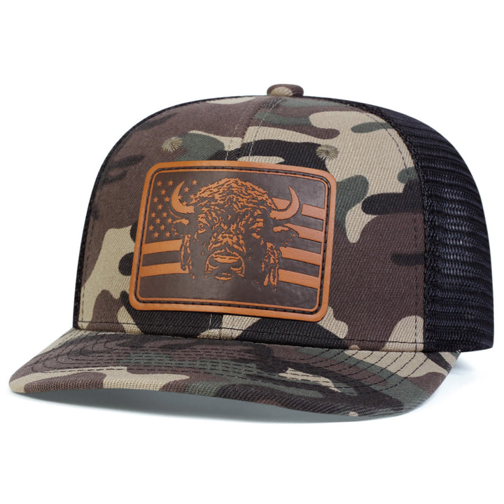 Casquette de camionneur ajustable avec drapeau tête de taureau