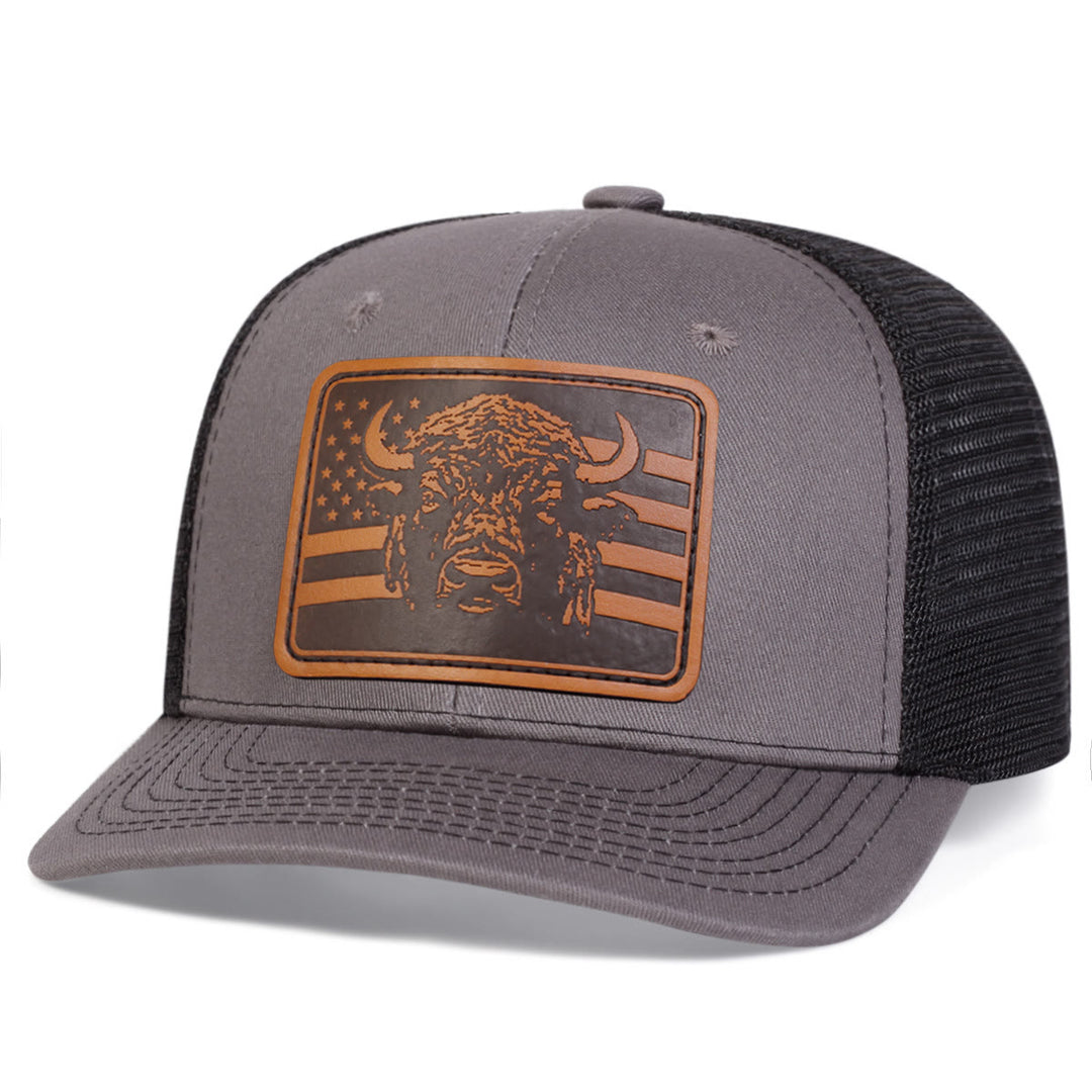 Casquette de camionneur ajustable avec drapeau tête de taureau