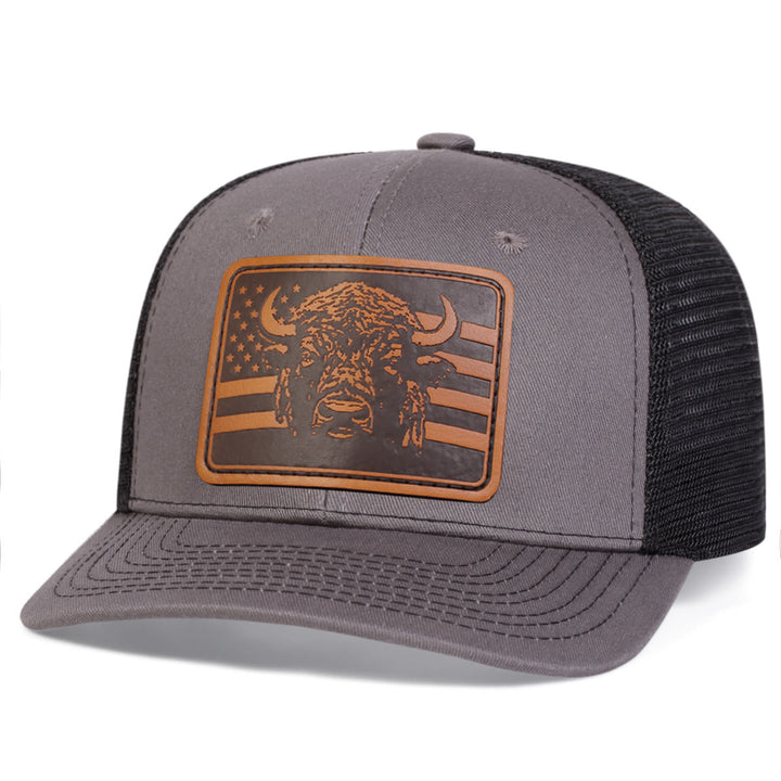 Casquette de camionneur ajustable avec drapeau tête de taureau