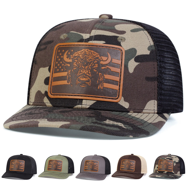 Casquette de camionneur ajustable avec drapeau tête de taureau