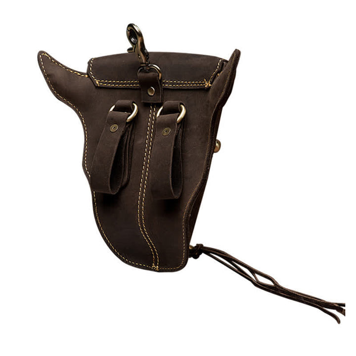 Sac ceinture en cuir véritable Crazy Horse avec tête de vache