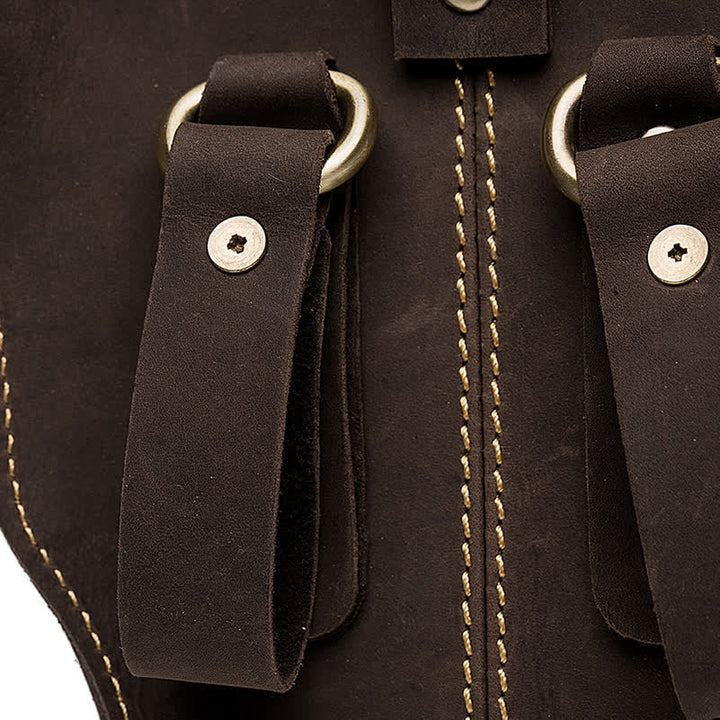 Sac ceinture en cuir véritable Crazy Horse avec tête de vache