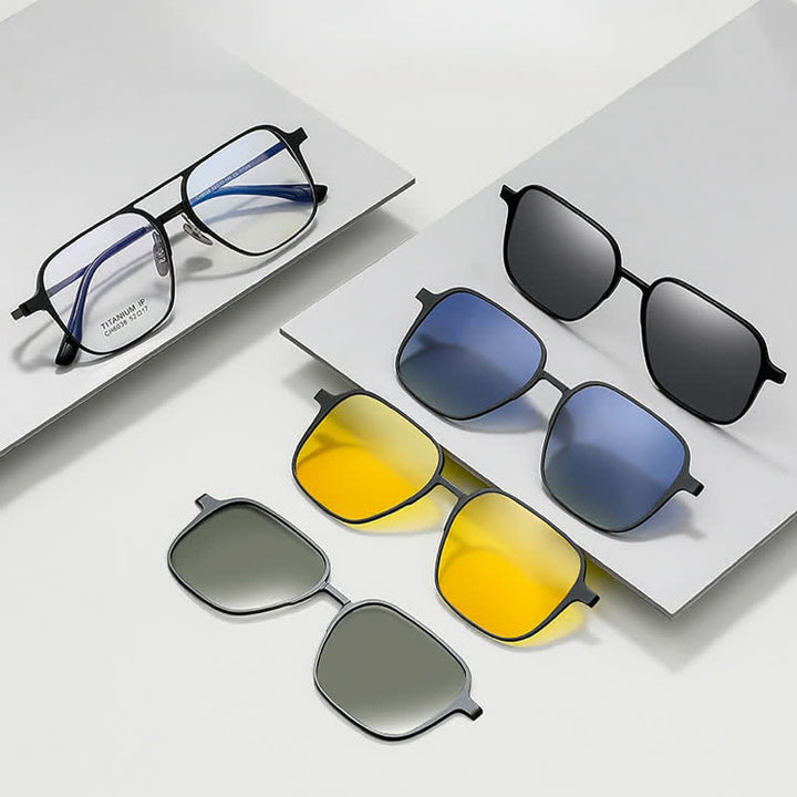 Lot de 5 verres polarisés magnétiques et montures de lunettes de soleil