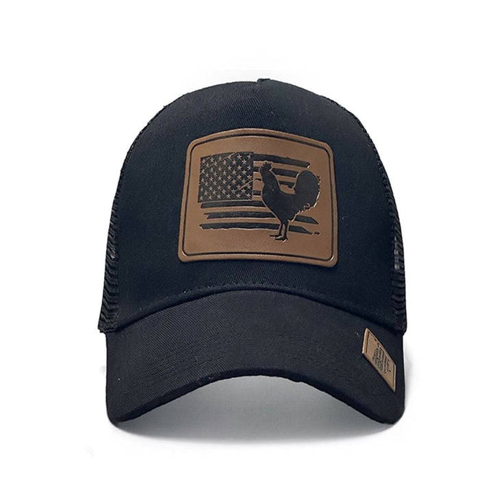 Casquette de camionneur ajustable pour homme avec motif coq et drapeau de la ferme