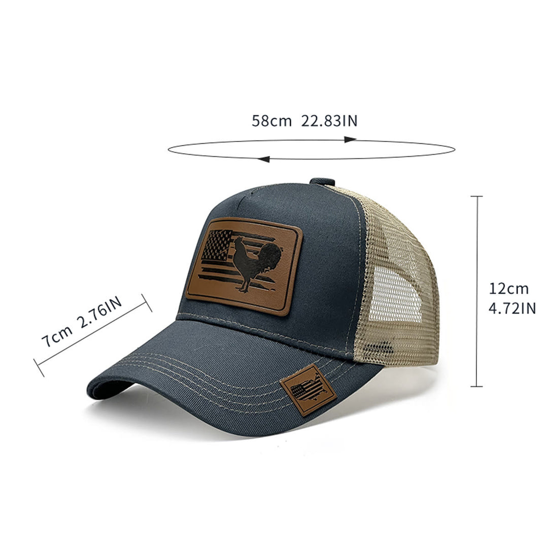 Casquette de camionneur ajustable pour homme avec motif coq et drapeau de la ferme