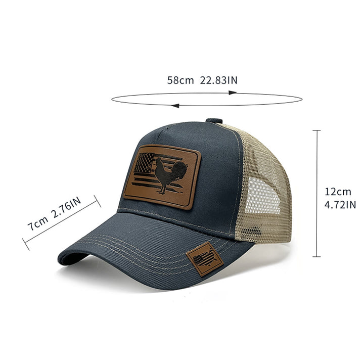 Casquette de camionneur ajustable pour homme avec motif coq et drapeau de la ferme