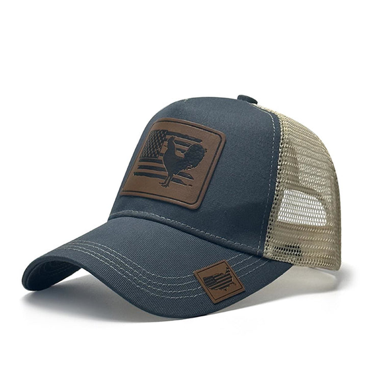 Casquette de camionneur ajustable pour homme avec motif coq et drapeau de la ferme