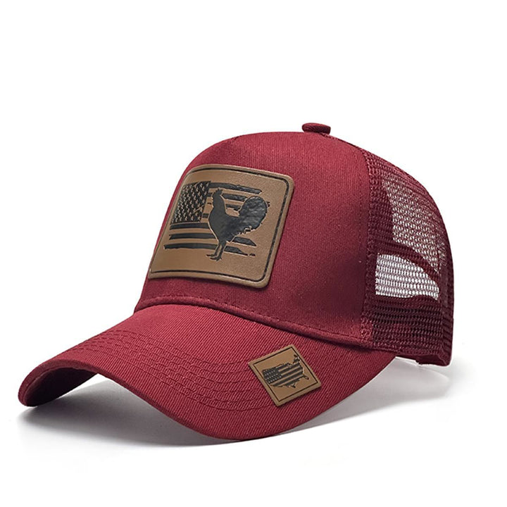 Casquette de camionneur ajustable pour homme avec motif coq et drapeau de la ferme