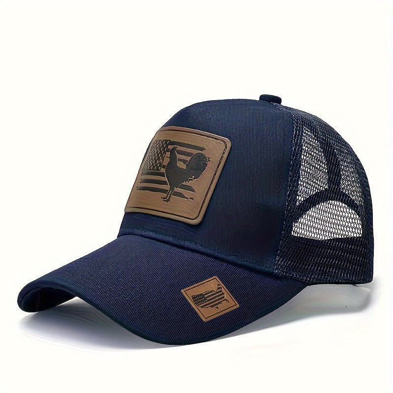 Casquette de camionneur ajustable pour homme avec motif coq et drapeau de la ferme