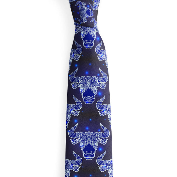 Cravate pour homme à motif tête de taureau et étoile bleue