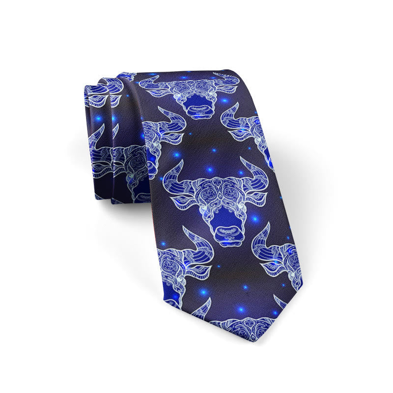 Cravate pour homme à motif tête de taureau et étoile bleue