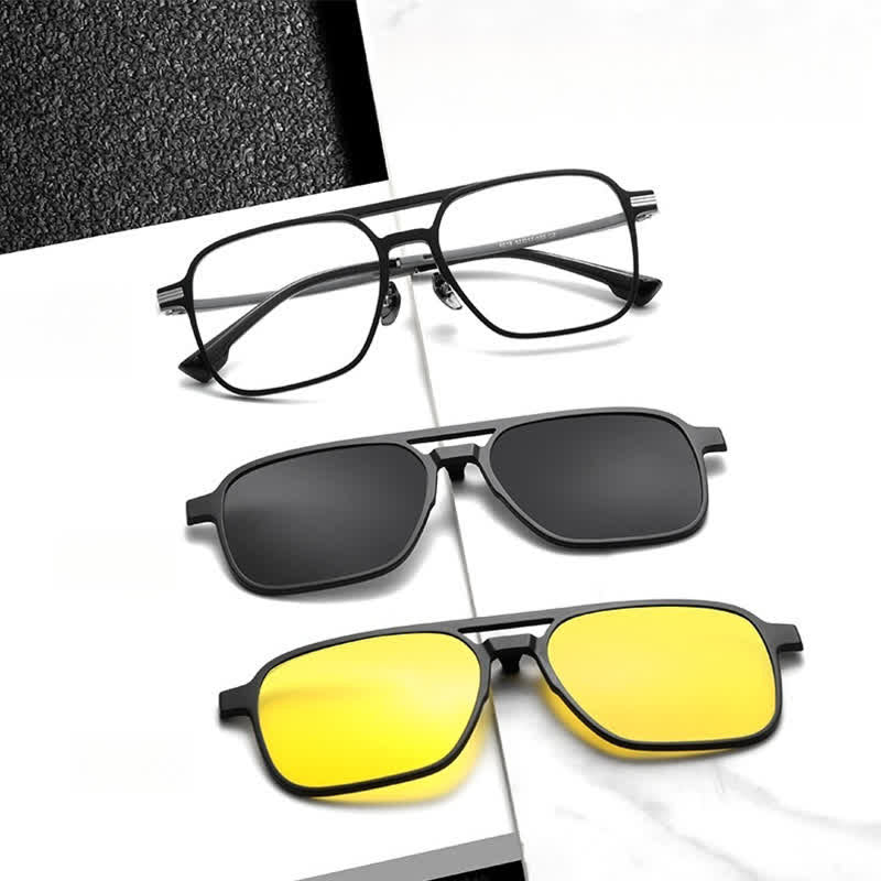 Lot de 3 montures de lunettes de soleil magnétiques créatives à clipser