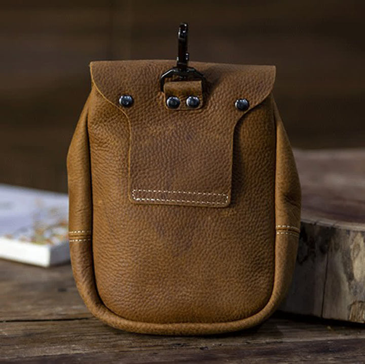 Petit portefeuille de style indien avec cordon de serrage et sac ceinture en cuir Crazy Horse