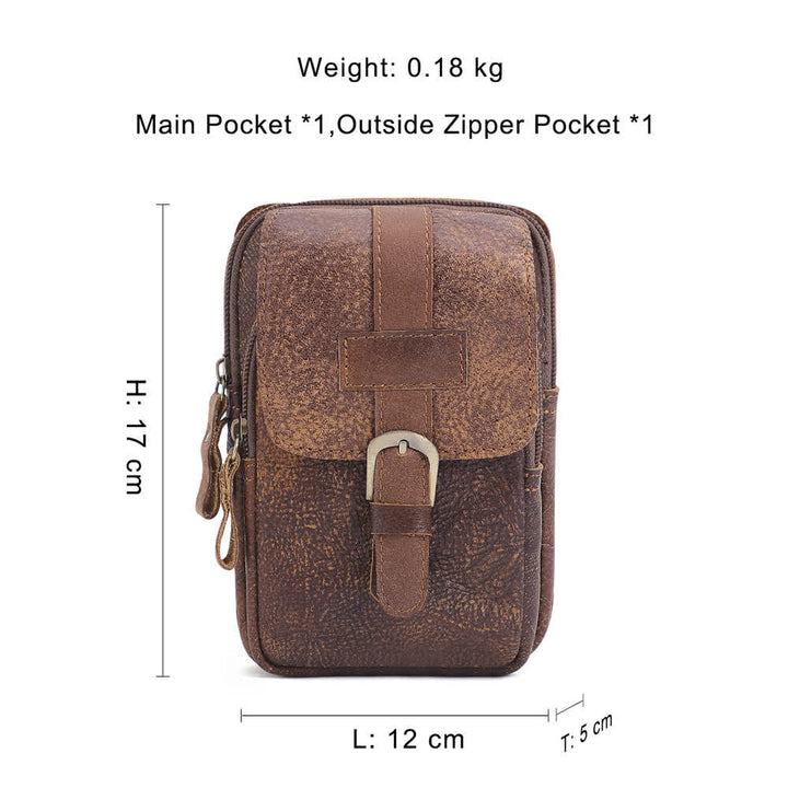 Sac banane de voyage rétro élégant en cuir avec fermeture éclair