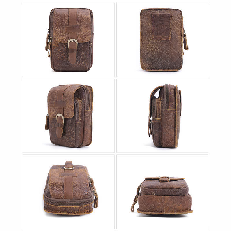 Sac banane de voyage rétro élégant en cuir avec fermeture éclair