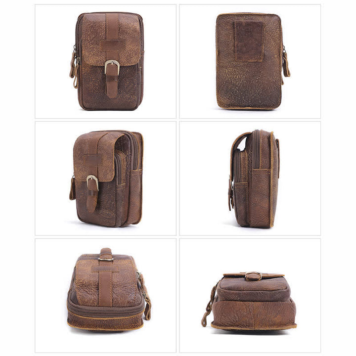 Sac banane de voyage rétro élégant en cuir avec fermeture éclair