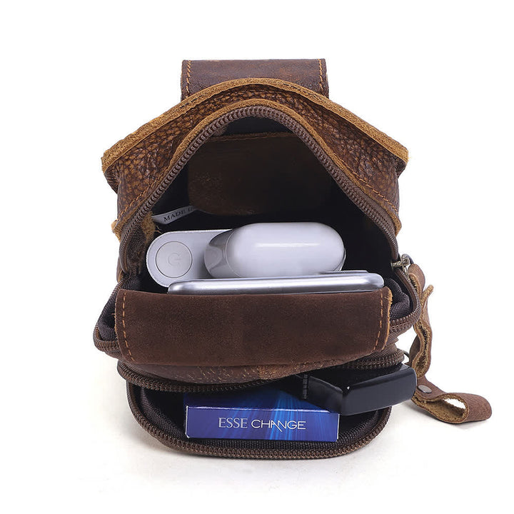 Sac banane de voyage rétro élégant en cuir avec fermeture éclair
