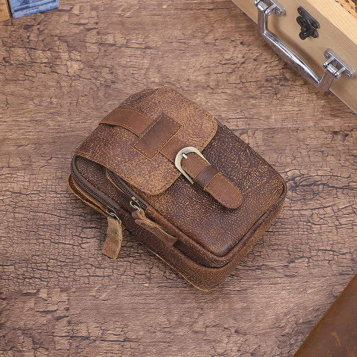 Sac banane de voyage rétro élégant en cuir avec fermeture éclair