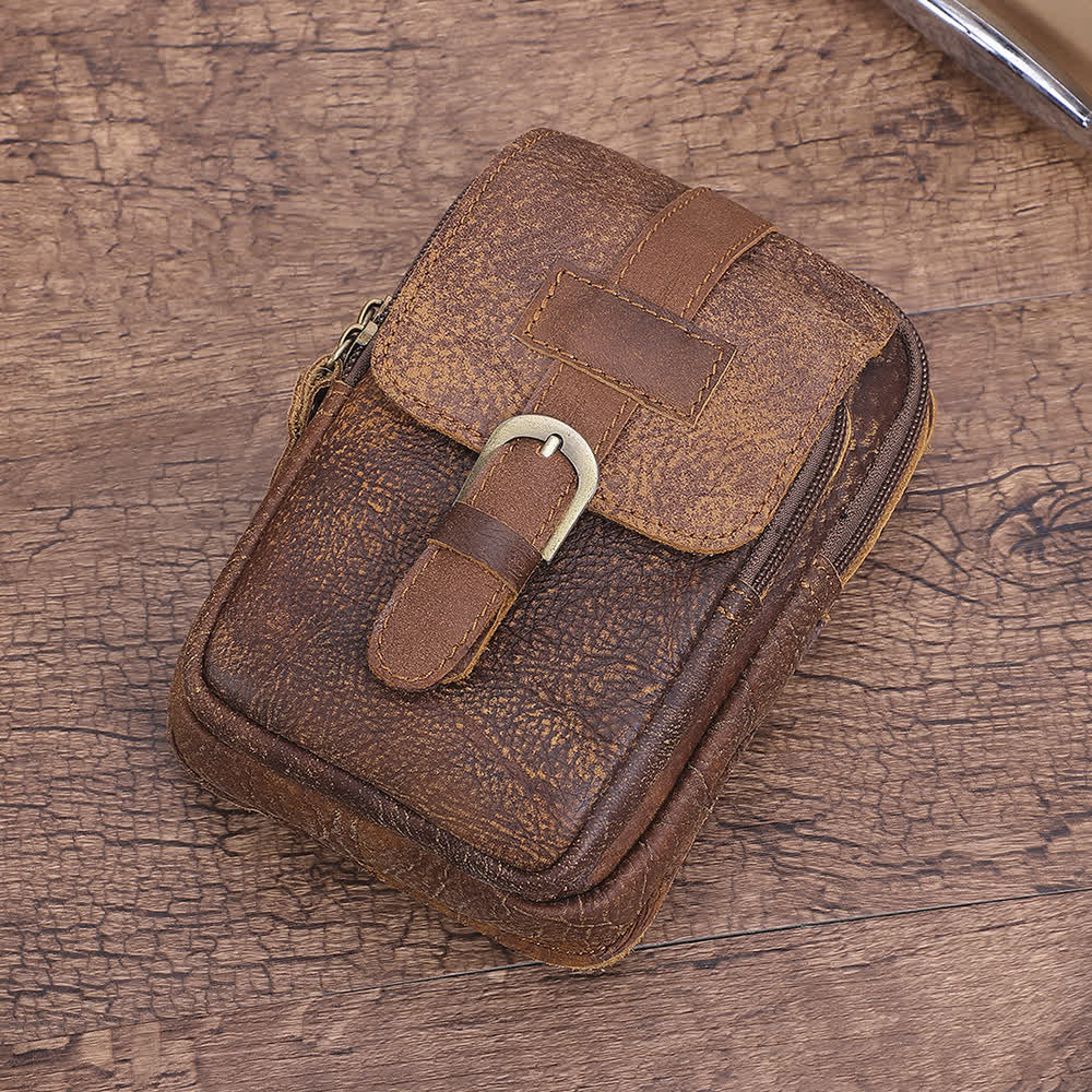 Sac banane de voyage rétro élégant en cuir avec fermeture éclair