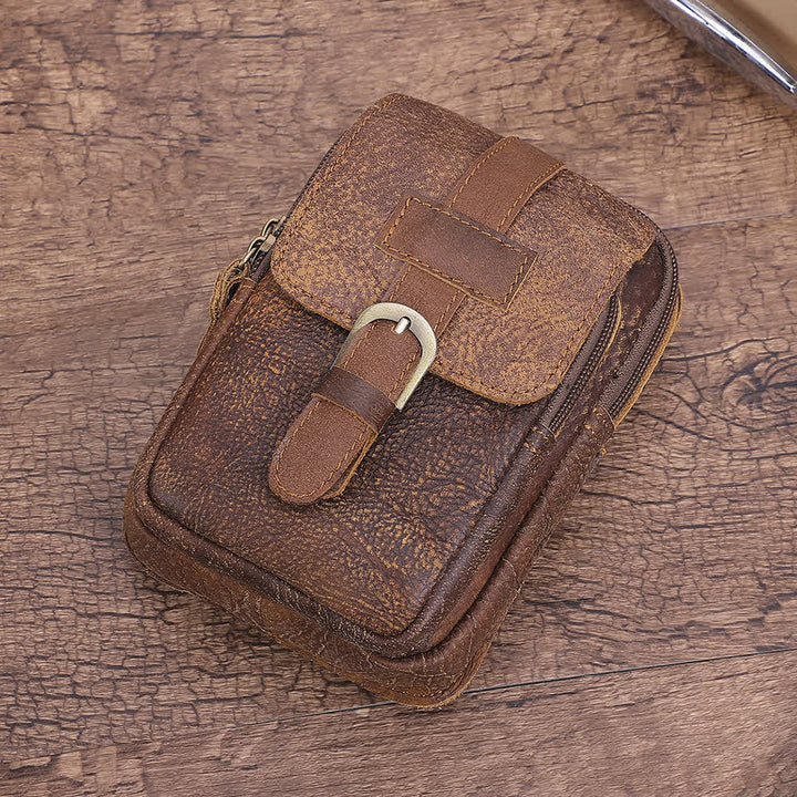 Sac banane de voyage rétro élégant en cuir avec fermeture éclair