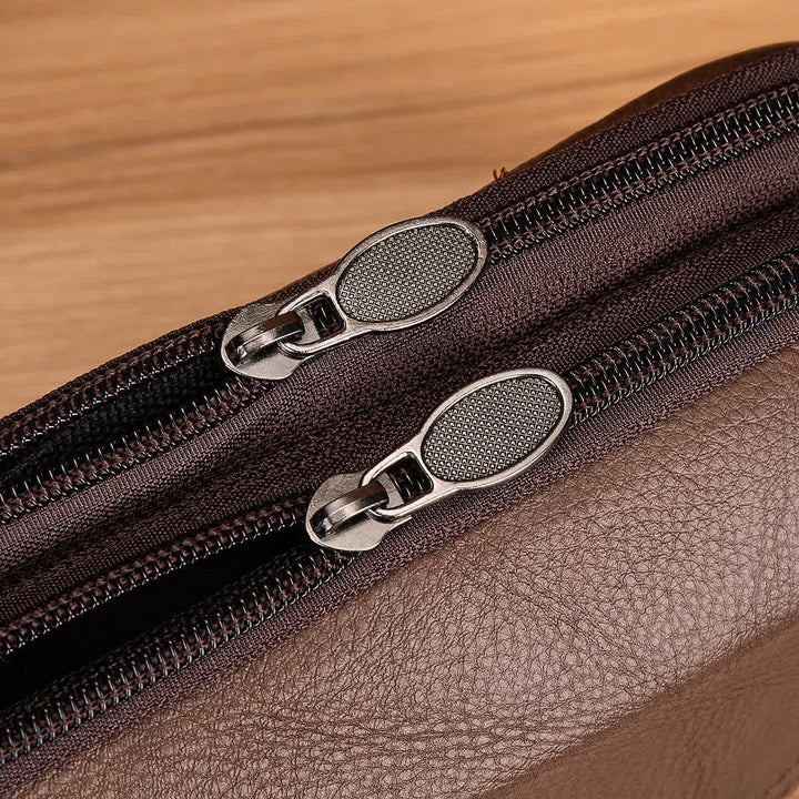 Sac ceinture en cuir à fermeture éclair horizontale simple et décontractée avec porte-cartes