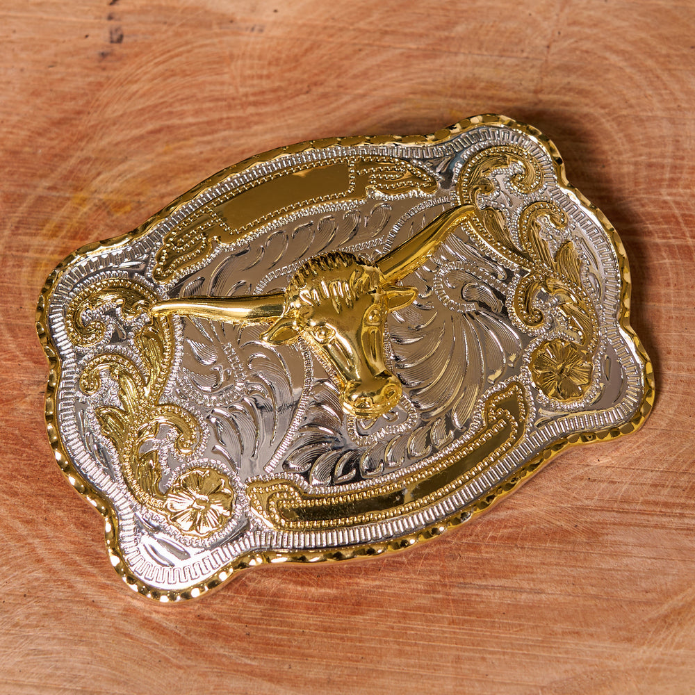 Ceinture en cuir à boucle de cowboy western DIY avec tête de taureau dorée - image 2