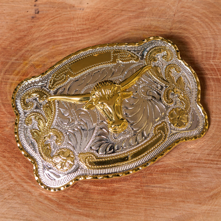 Ceinture en cuir à boucle de cowboy western DIY avec tête de taureau dorée - image 2