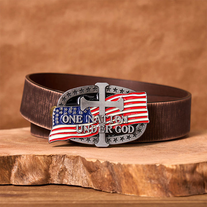 Ceinture en cuir à boucle western DIY One Nation Under God