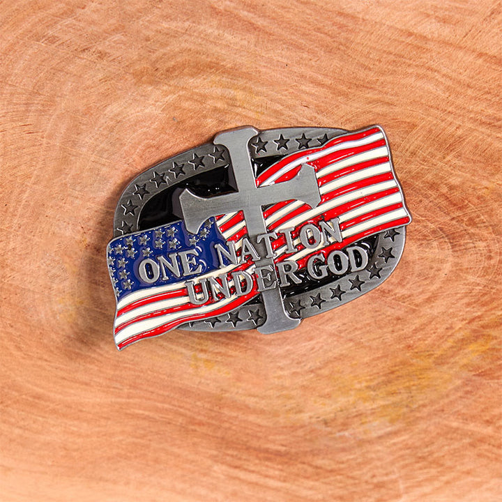 Ceinture en cuir à boucle western DIY One Nation Under God