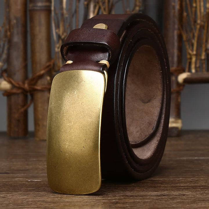 Ceinture en cuir décontractée pour homme avec grande boucle à plaque