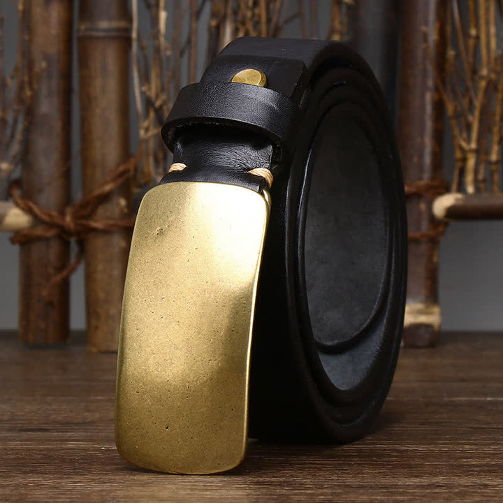 Ceinture en cuir décontractée pour homme avec grande boucle à plaque