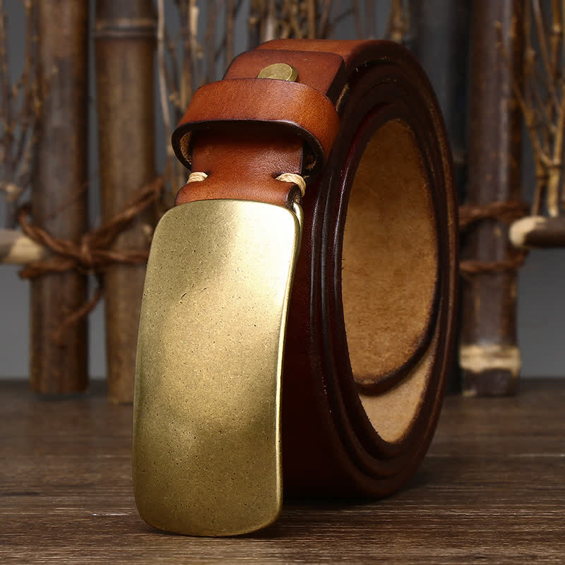 Ceinture en cuir décontractée pour homme avec grande boucle à plaque