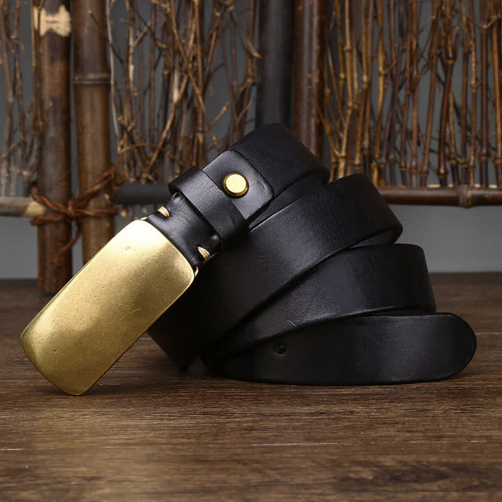 Ceinture en cuir décontractée pour homme avec grande boucle à plaque