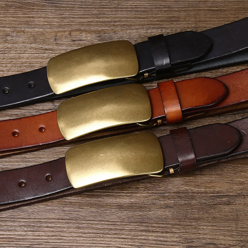 Ceinture en cuir décontractée pour homme avec grande boucle à plaque