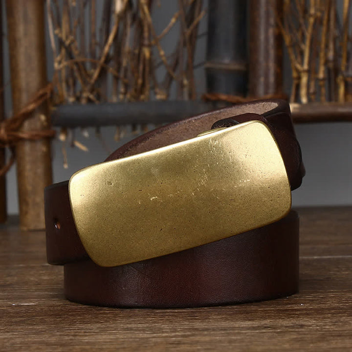 Ceinture en cuir décontractée pour homme avec grande boucle à plaque