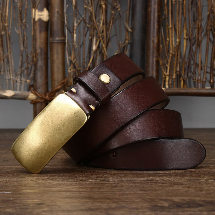Ceinture en cuir décontractée pour homme avec grande boucle à plaque