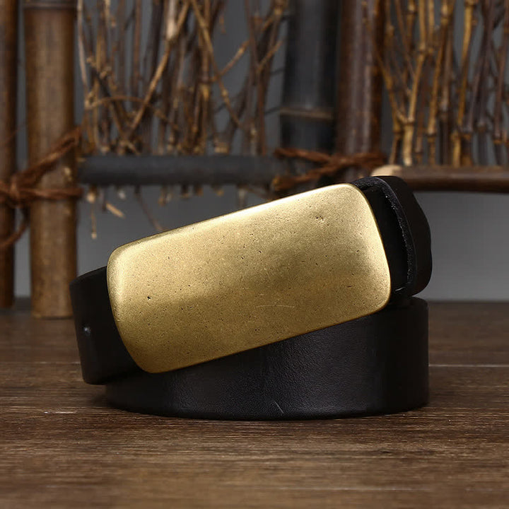 Ceinture en cuir décontractée pour homme avec grande boucle à plaque